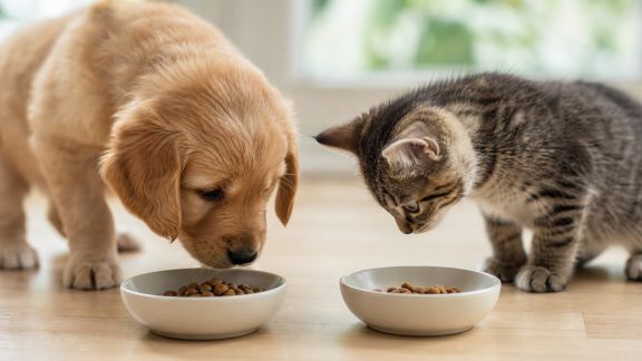 Choisir une alimentation adaptée pour un chiot ou un chaton en croissance