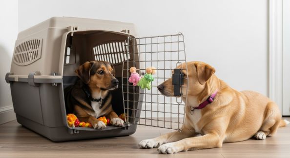 Faire découvrir la cage de transport à son chien sans stress